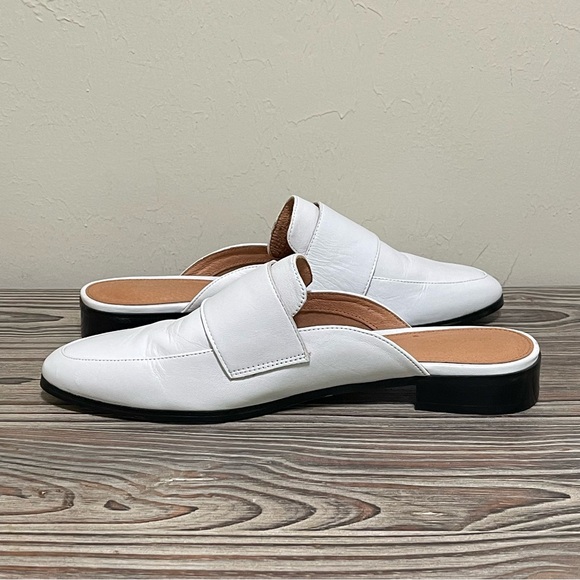 Halogen White Leather Mules Flats Slide On Low Block Heel Casual Preppy Size 9 - Picture 11 of 16